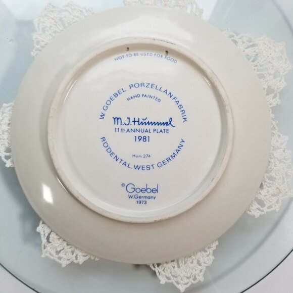 Hummel Goebel Plate Vintage 1981 11th Annual Hum 274 Hand Painted W. Germany - Picture 7 of 9